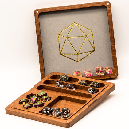 2 in 1 Wooden Dice Case & Dice Tray, Dice Holder for DND Dice Set, D&D, RPG, Tabletop Games